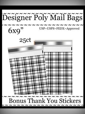 25ct 6x9’ Polymailer Bags~BONUS 25ct Free Stickers~New~
